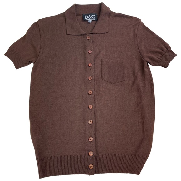 VTG Dolce & Gabbana D&G Knit Top Shirt Brown 44 - Picture 1 of 8